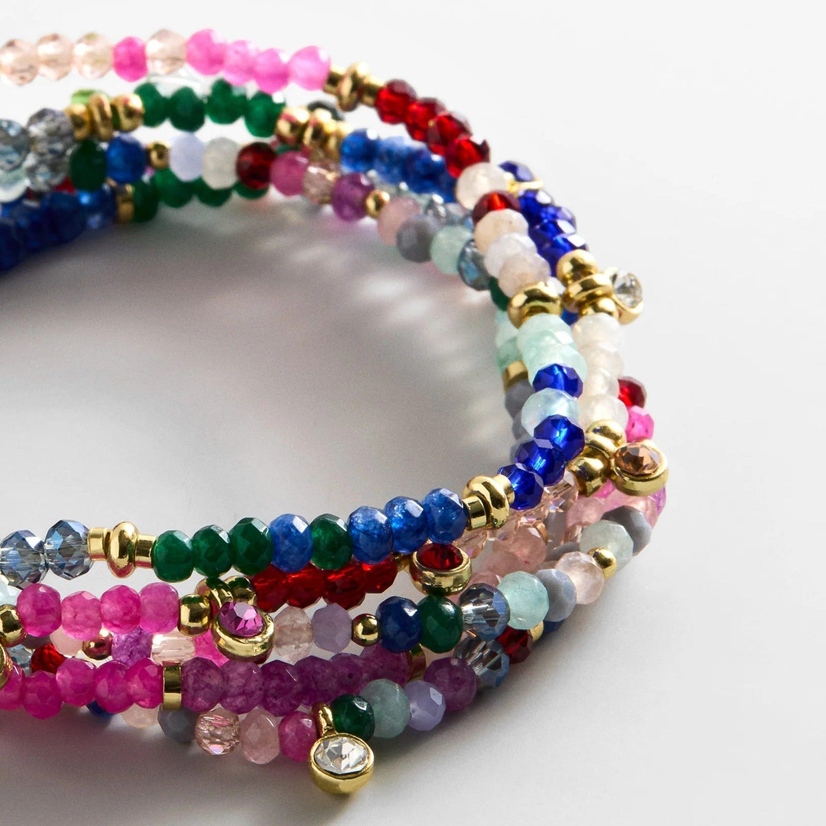 Indya Semi-Precious Layered Bracelet Set - On-Model & Scale View