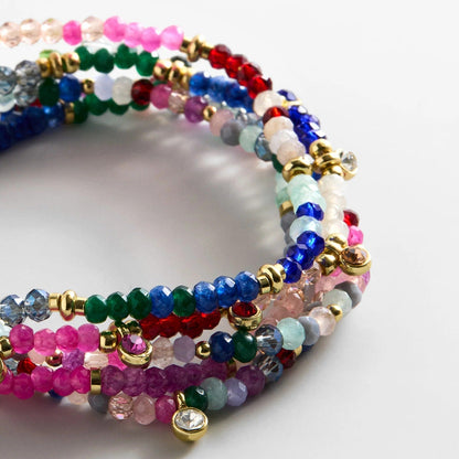 Indya Semi-Precious Layered Bracelet Set - On-Model & Scale View