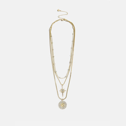 Lavisa - Lyra Celestial Layered Necklace - Gold/Pavé - Side Profile View