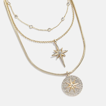 Lavisa - Lyra Celestial Layered Necklace - Gold/Pavé - Clasp & Finish View