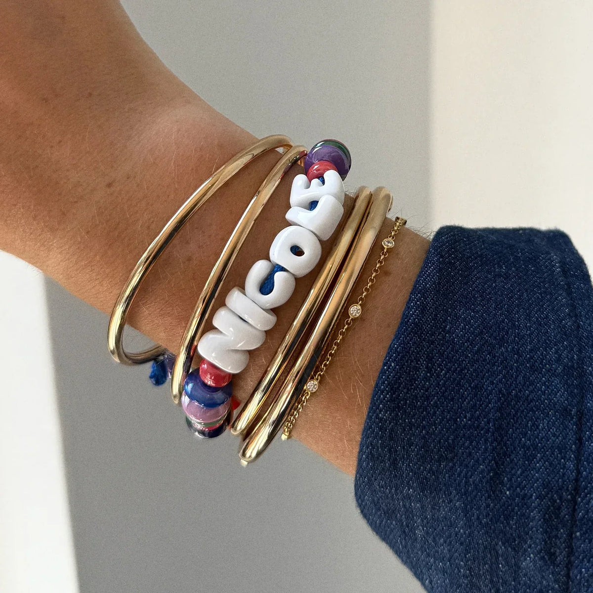 Make Waves Custom Bubble Font Waterproof Bracelet - Detail & Styling View