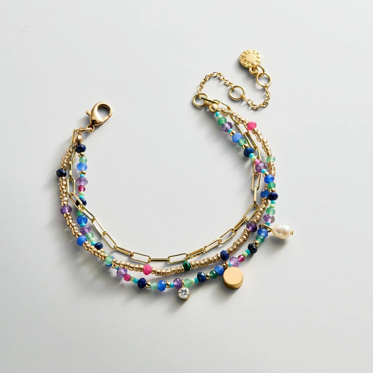 Lavisa semi-precious multi-strand layered bracelet with gemstones