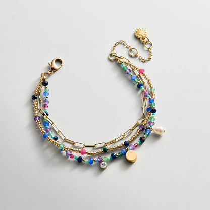 Lavisa semi-precious multi-strand layered bracelet with gemstones