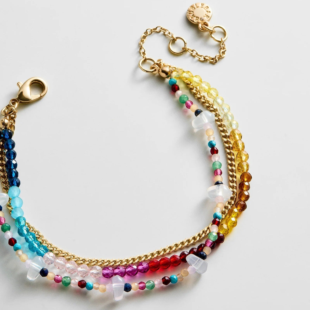 Lavisa - Multi-Strand Gemstone and Chain Bracelet - On-Model & Scale View
