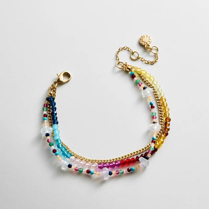 Lavisa multi-strand gemstone and gold chain bracelet in Lisbon style