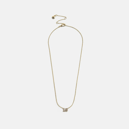 Lavisa - Varsity Gold/Pavé Number Custom Necklace - On-Model & Scale View