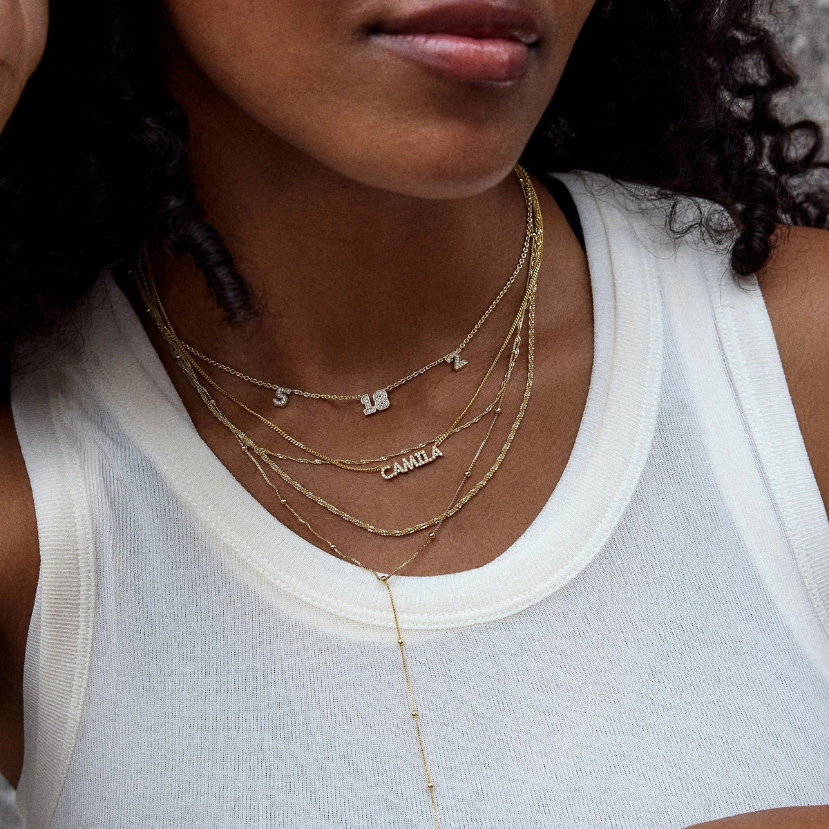 Lavisa - Varsity Gold/Pavé Number Custom Necklace - Product Gallery View 8