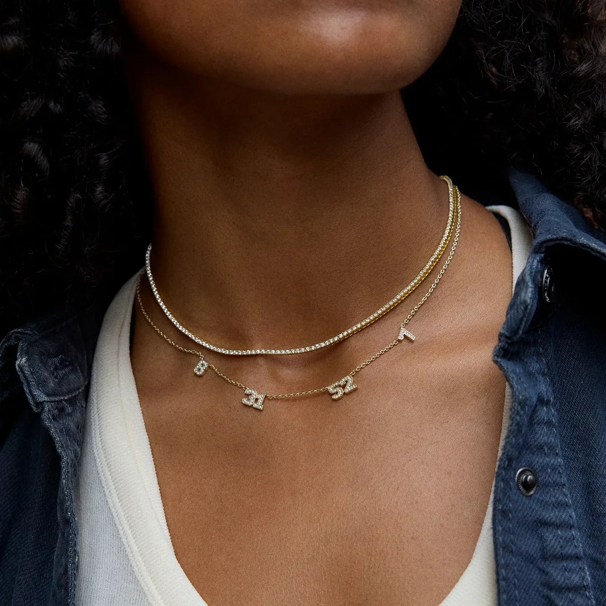 Lavisa - Varsity Gold/Pavé Number Custom Necklace - Product Gallery View 11