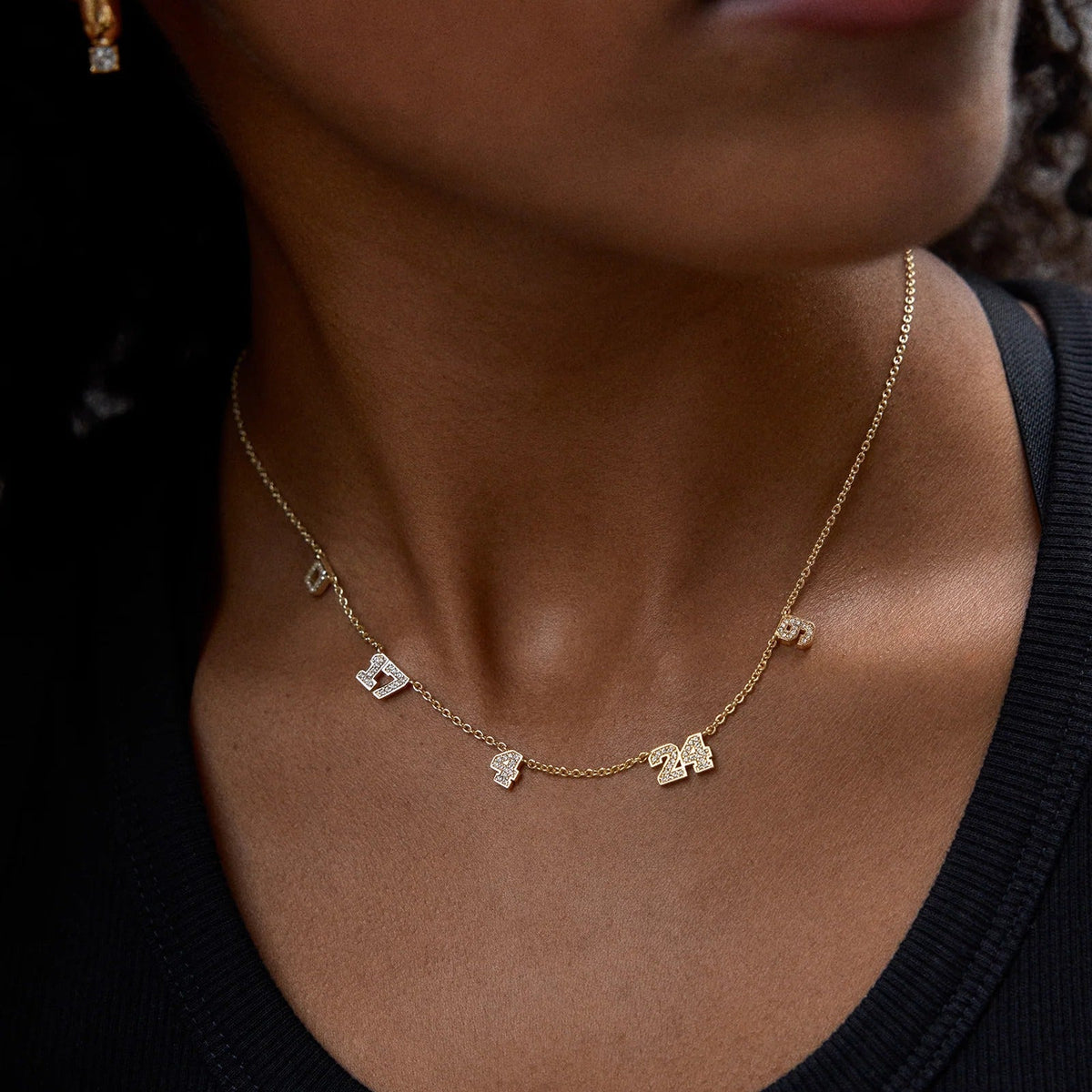 Lavisa - Varsity Gold/Pavé Number Custom Necklace - Product Gallery View 14