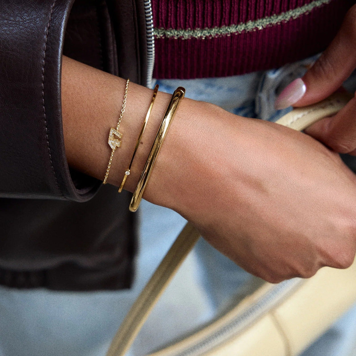 Lavisa - Custom Varsity Number Bracelet - Detail & Styling View
