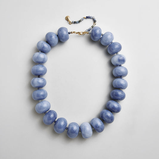 Lavisa blue sodalite beaded chunky statement necklace