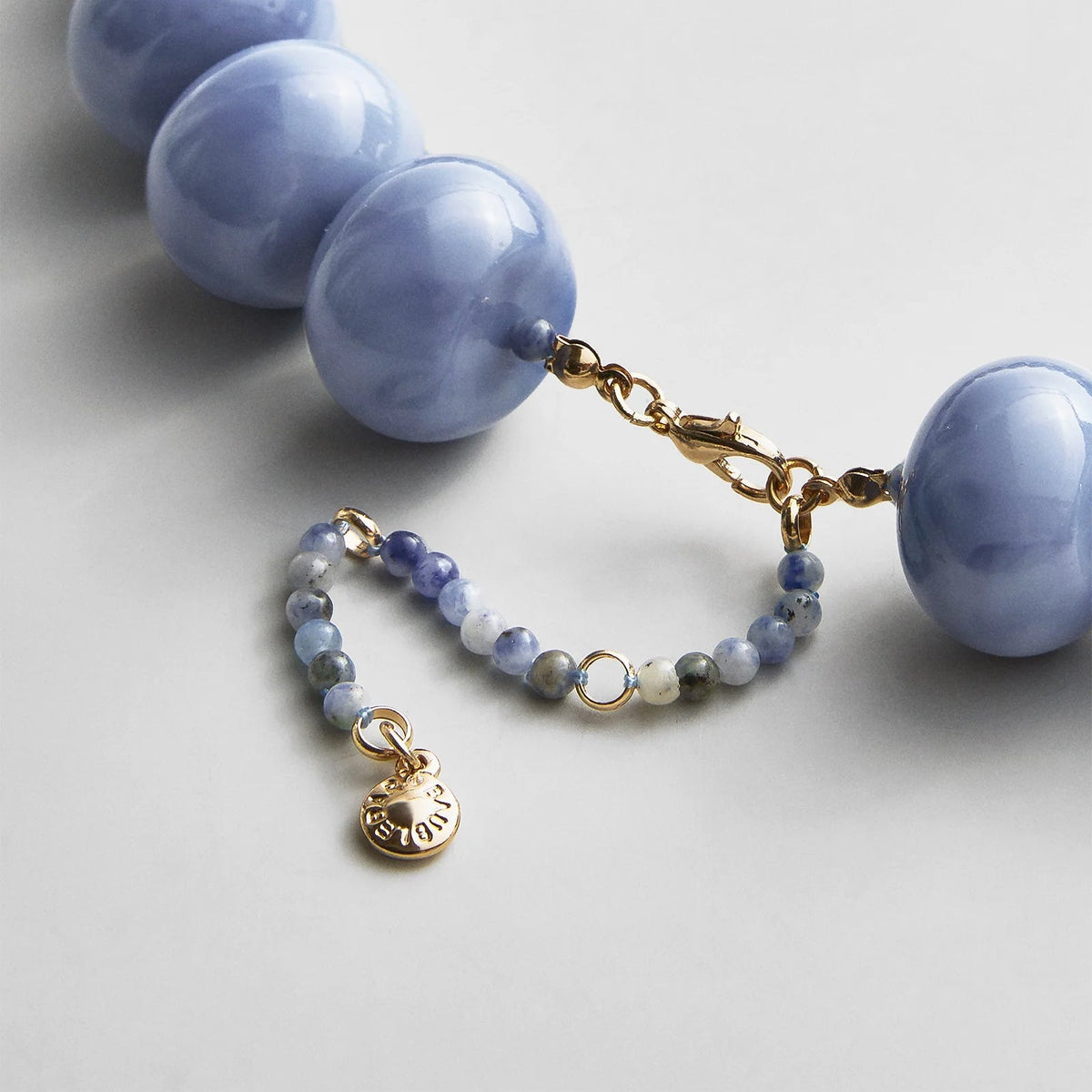 Lavisa - Blue Sodalite Beaded Chunky Statement Necklace - Side Profile View