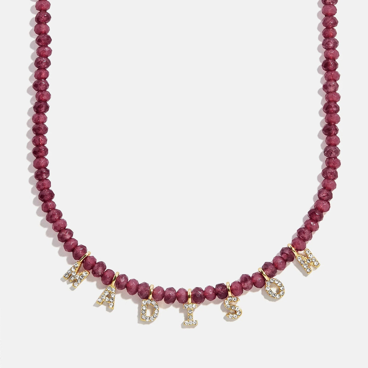 Lavisa - Custom Semi-Precious Beaded Necklace With Pave Letters - Product Gallery View 7