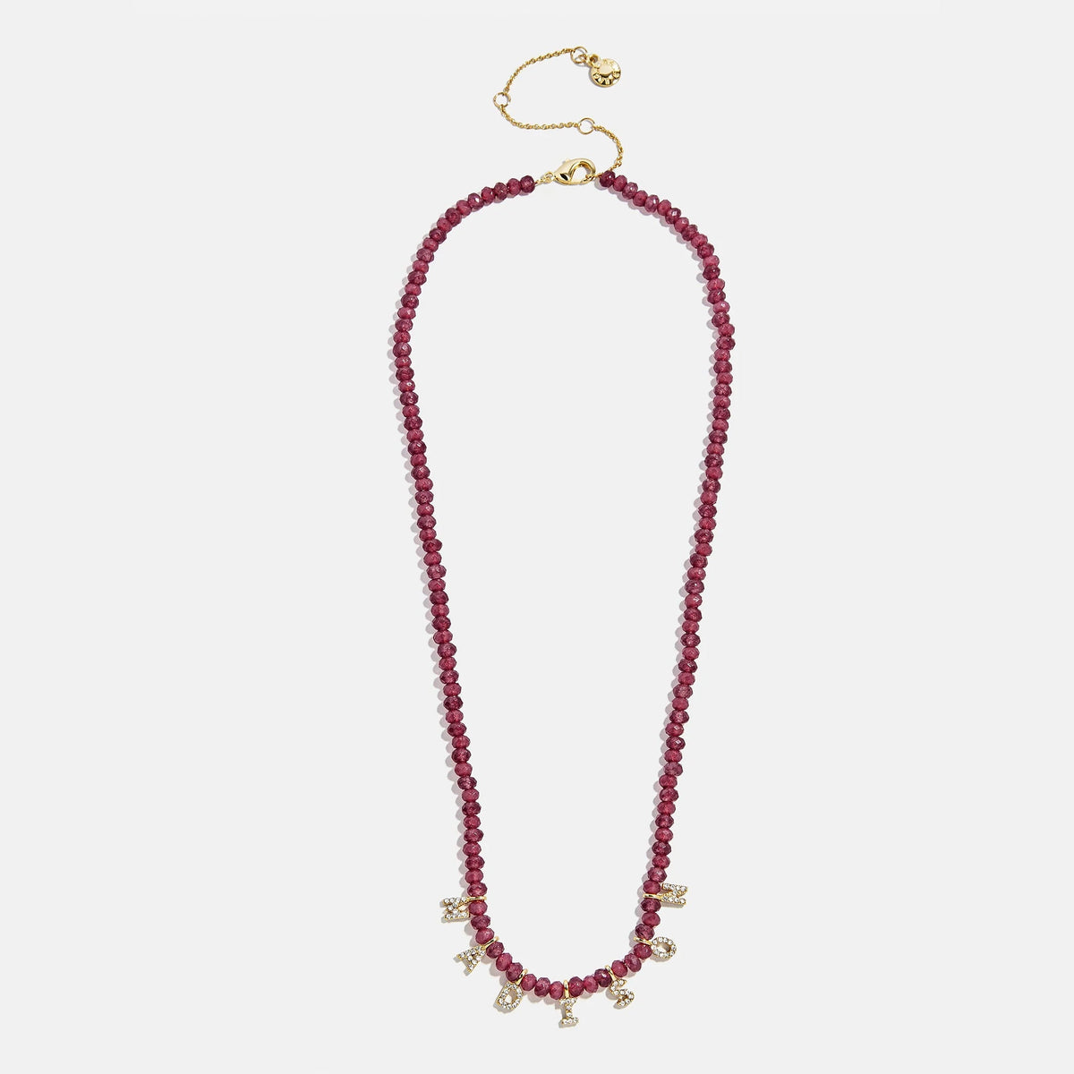 Lavisa - Custom Semi-Precious Beaded Necklace With Pave Letters - Side Profile View