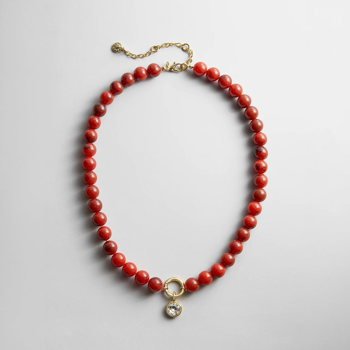 Lavisa Beaded Ring Necklace with glossy resin beads and central charm holder