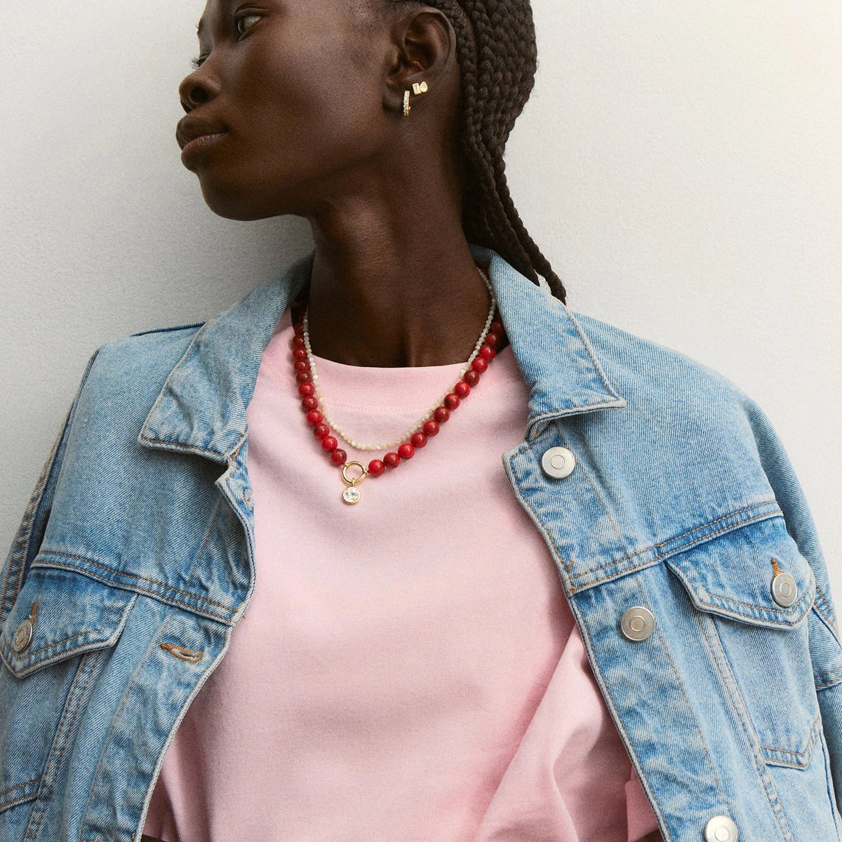 Lavisa - Beaded Statement Ring Necklace - Detail & Styling View