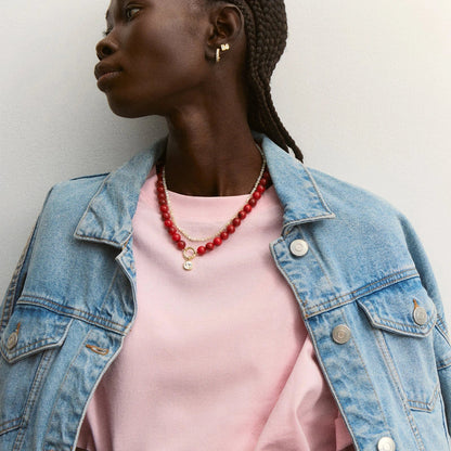 Lavisa - Beaded Statement Ring Necklace - Detail & Styling View