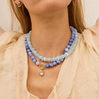 Lavisa - Sodalite Beaded Ring Necklace - Detail & Styling View