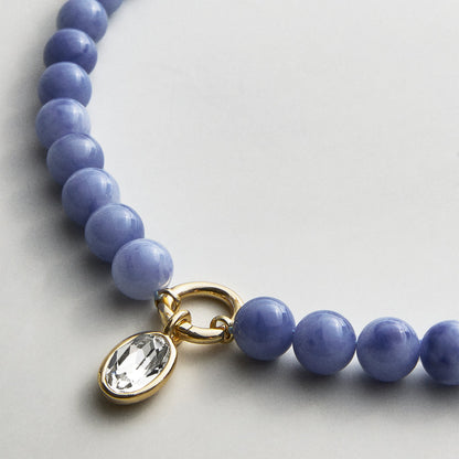 Lavisa - Sodalite Beaded Ring Necklace - On-Model & Scale View