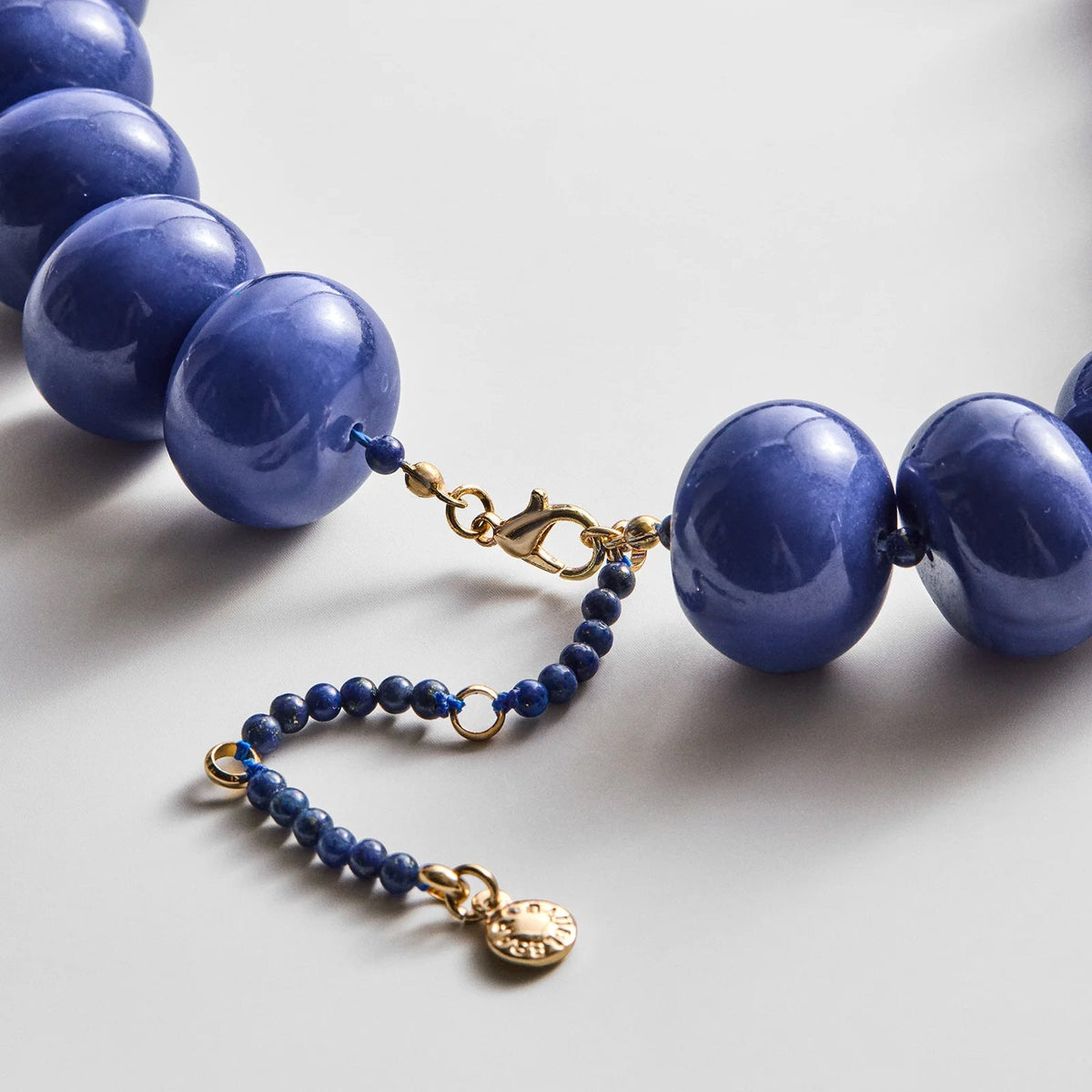 Lavisa - Beaded Statement Necklace With Lapis - Side Profile View