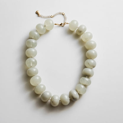 Lavisa semi-precious gray quartz and resin beaded statement necklace