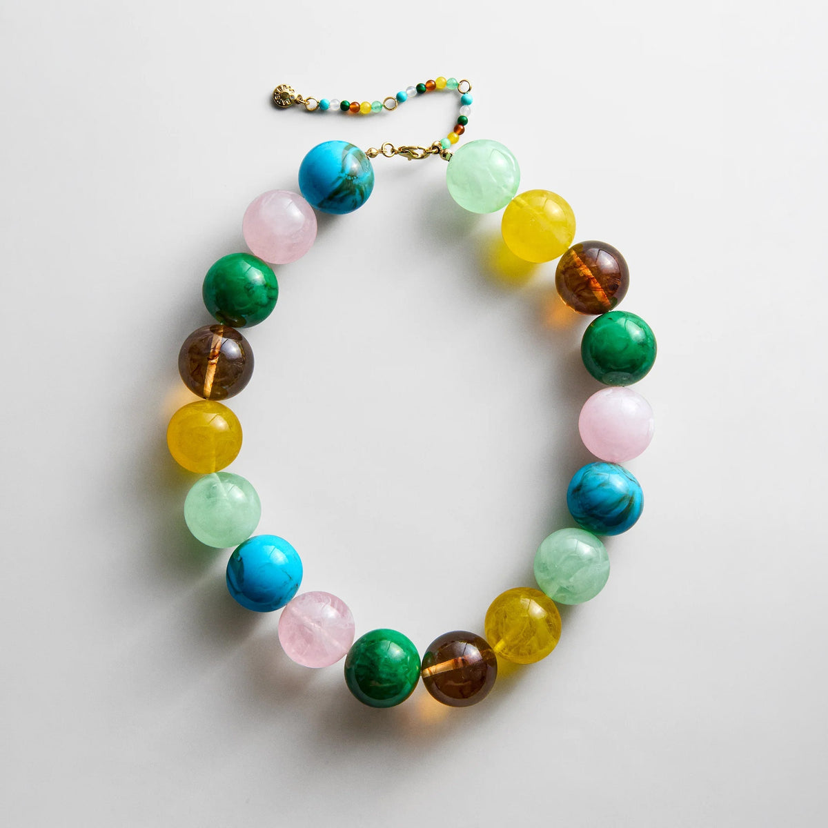 Lavisa chunky multi-bead statement necklace with semi-precious stones