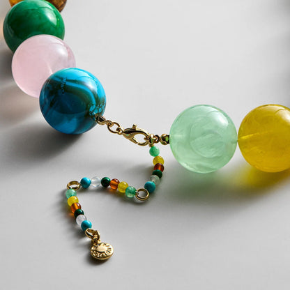 Lavisa - Colorful Multi-Bead Statement Necklace - Side Profile View