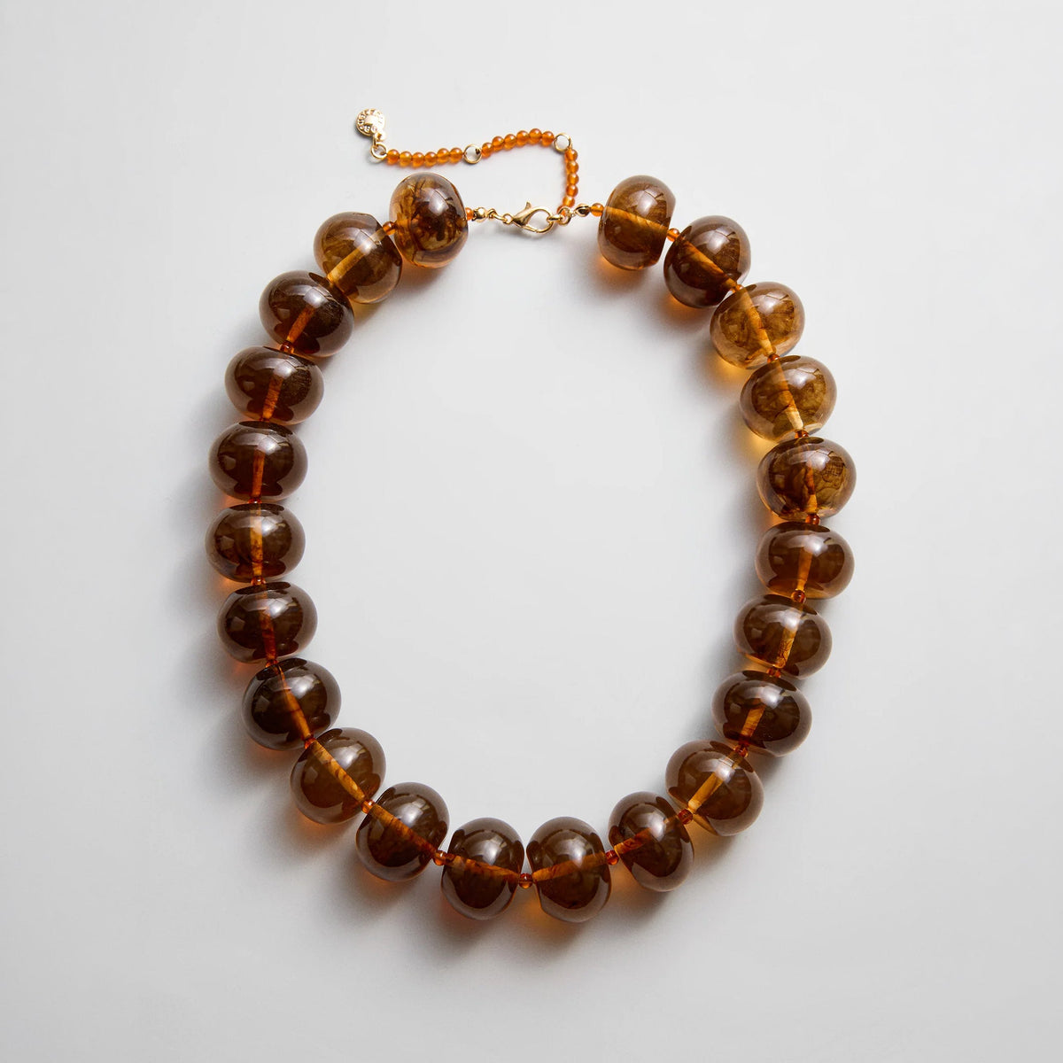 Lavisa semi-precious beaded statement necklace with smoky quartz and resin beads
