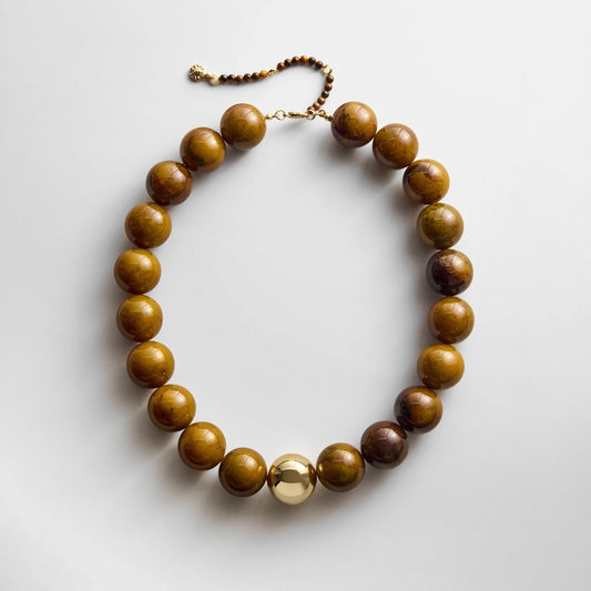 Lavisa tiger's eye beaded statement necklace