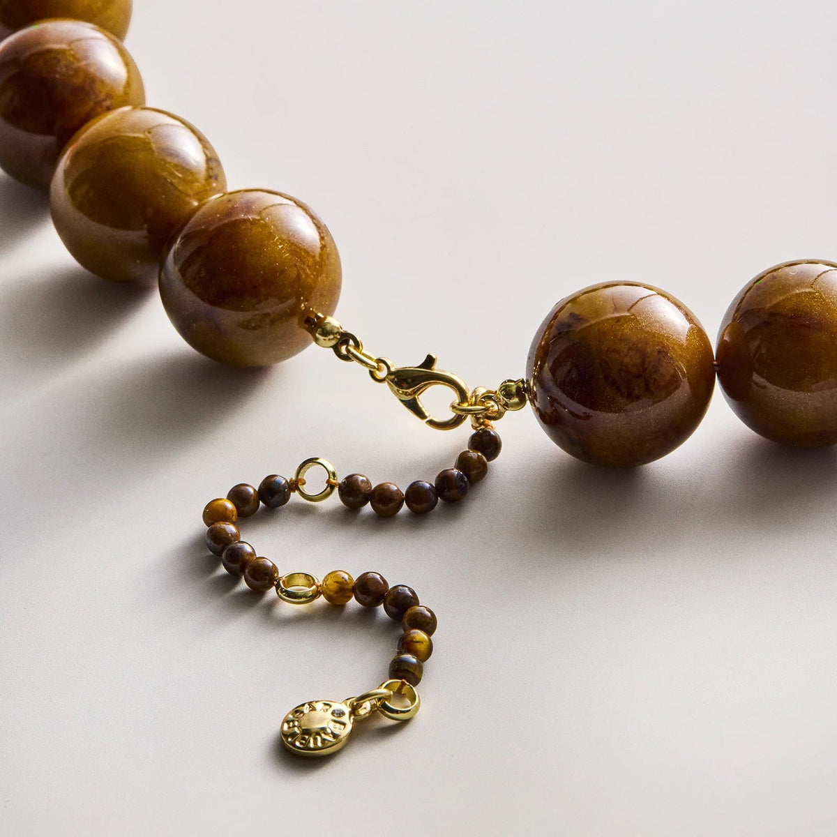 Lavisa - Tiger's Eye Beaded Statement Necklace - Clasp & Finish View