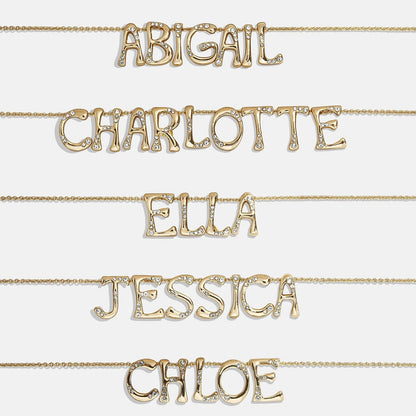 Lavisa - Custom Nameplate Necklace With Crystal Letter Accents - Texture & Setting View