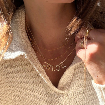 Lavisa - Custom Nameplate Necklace With Crystal Letter Accents - Detail & Styling View