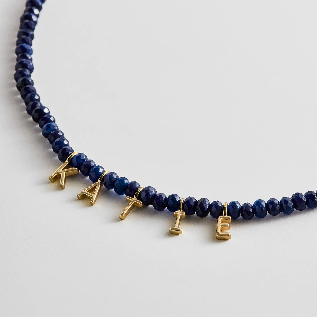 Lavisa - Personalized Semi-Precious Beaded Name Necklace - On-Model & Scale View