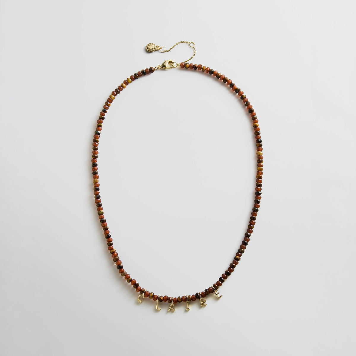 Lavisa Personalized Semi-Precious Beaded Name Necklace with custom gold letters