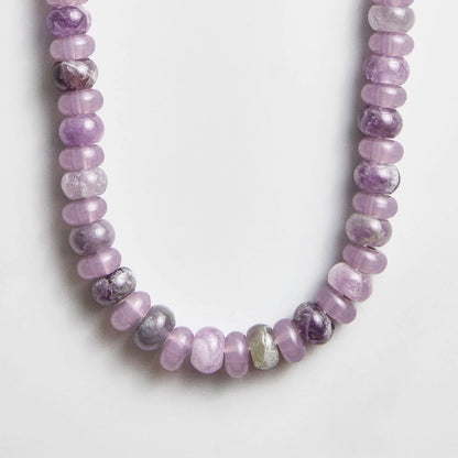 Lavisa - Semi-Precious Amethyst Beaded Necklace - On-Model & Scale View