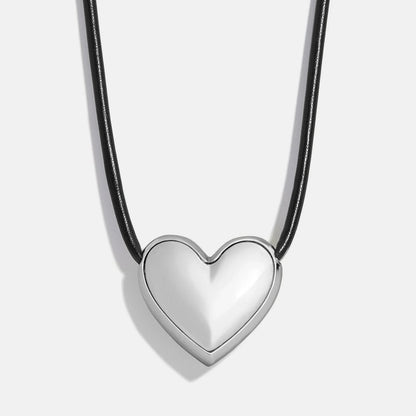 Lavisa - Bubble Heart Cord Necklace - Side Profile View