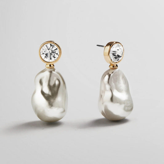 Lavisa crystal and pearl drop earrings in polished setting