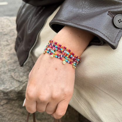 Lavisa - Evil Eye Beaded Stackable Bracelet Set - Detail & Styling View