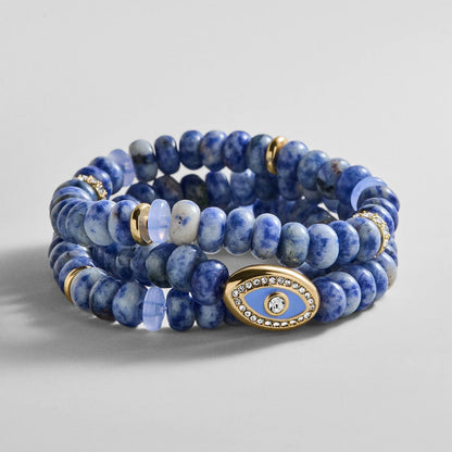Lavisa energy aligned evil eye beaded bracelet set in blue tones