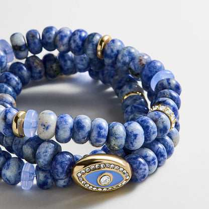 Lavisa - Energy Aligned Evil Eye Beaded Bracelet Set - On-Model & Scale View