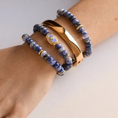 Lavisa - Energy Aligned Evil Eye Beaded Bracelet Set - Detail & Styling View