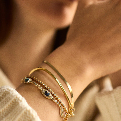 Lavisa - Evil Eye Tennis Bracelet with Colorful Stones - Detail & Styling View