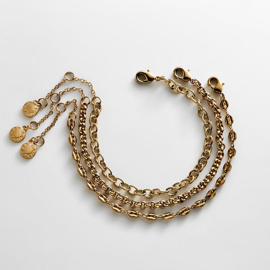 Lavisa waterproof gold chain bracelet set displayed on a clean background