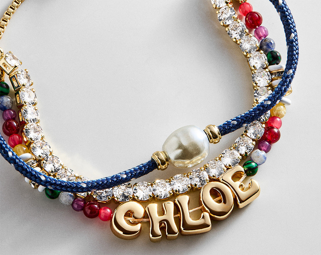 Lavisa - Custom Semi-Precious Layered Bracelet - On-Model & Scale View