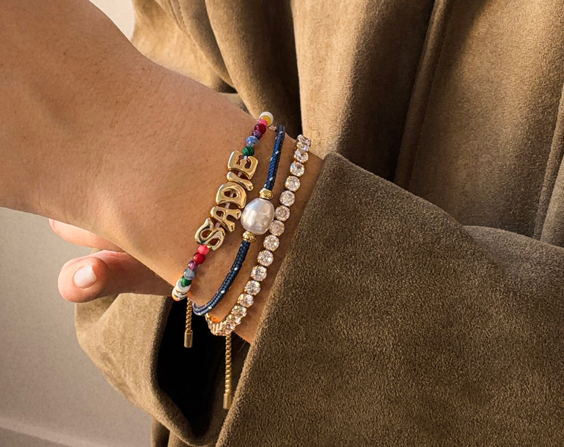 Lavisa - Custom Semi-Precious Layered Bracelet - Detail & Styling View