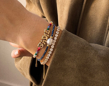 Lavisa - Custom Semi-Precious Layered Bracelet - Detail & Styling View