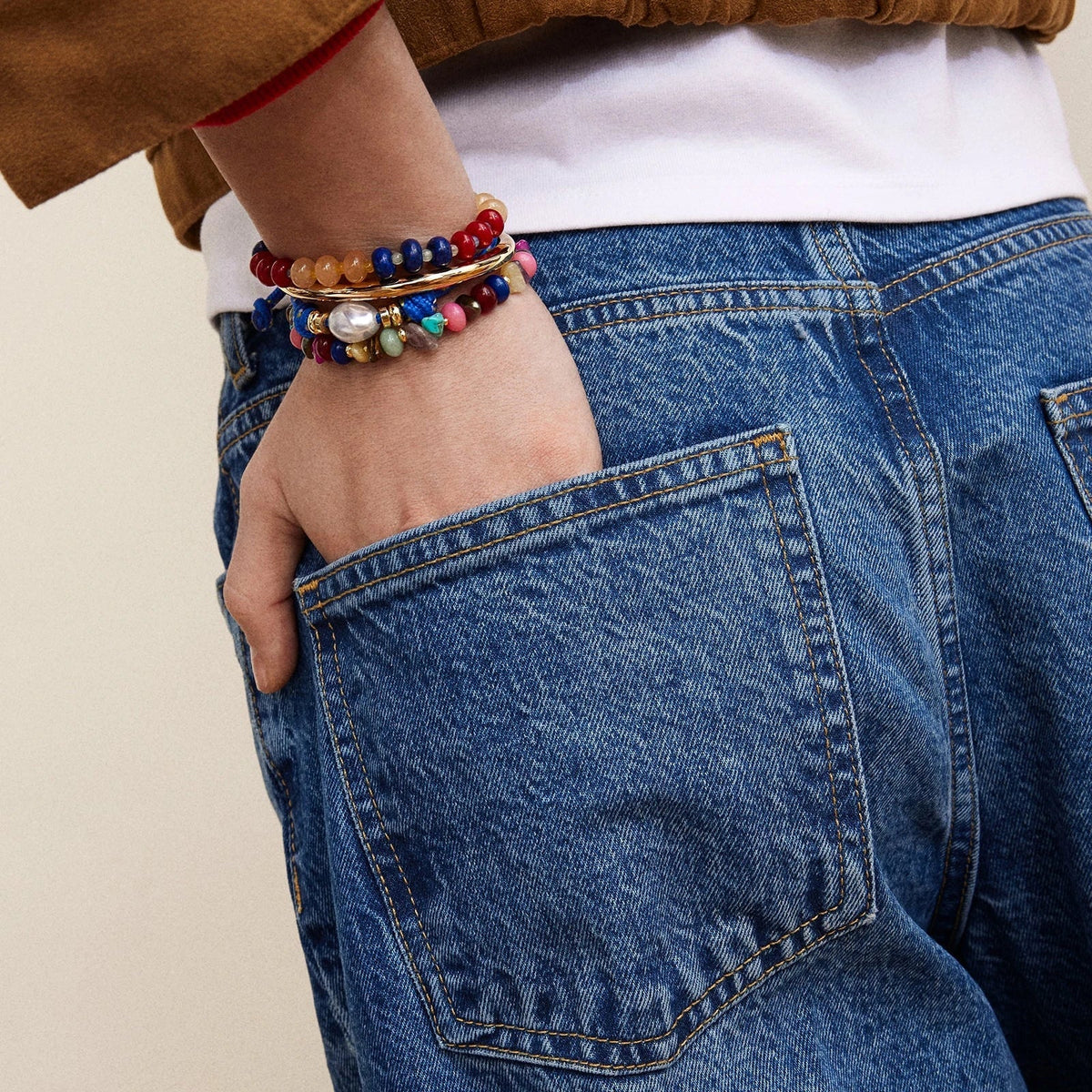 Lavisa - Statement Beaded Bracelet Set - Detail & Styling View