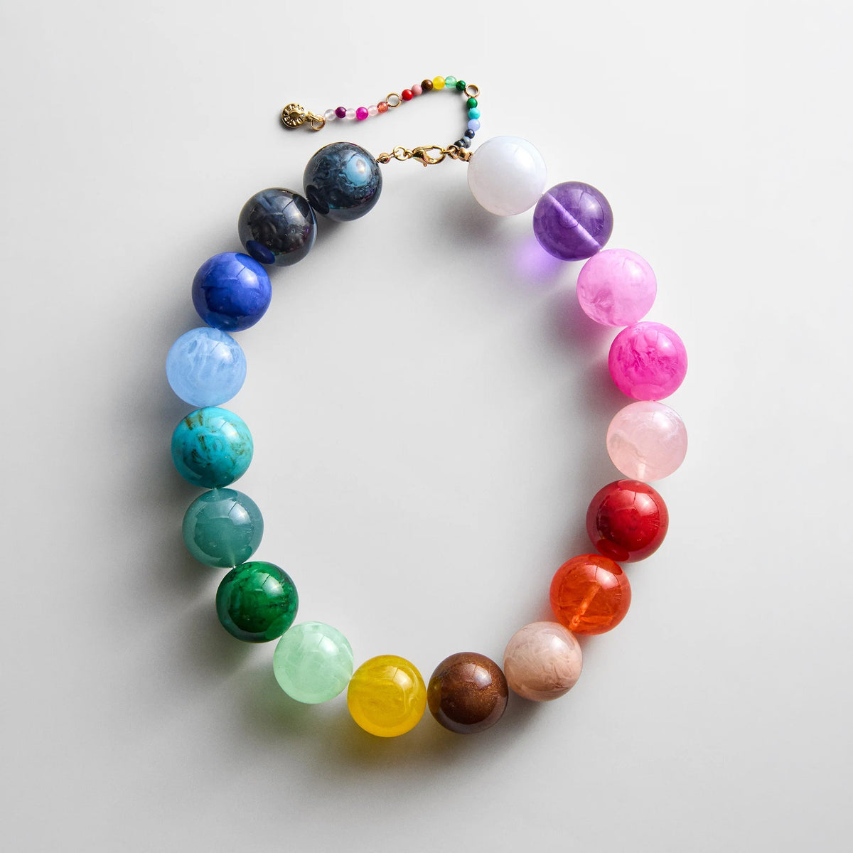 Lavisa Rainbow Beaded Statement Necklace featuring vibrant multi-colored gemstone beads