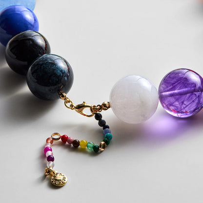 Lavisa - Rainbow Beaded Statement Necklace - Side Profile View