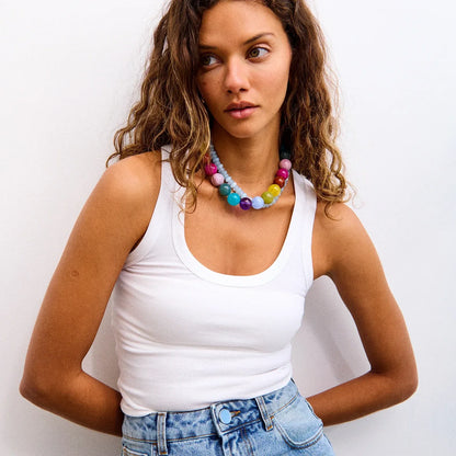 Lavisa - Chunky Statement Beaded Necklace For Women - Detail & Styling View